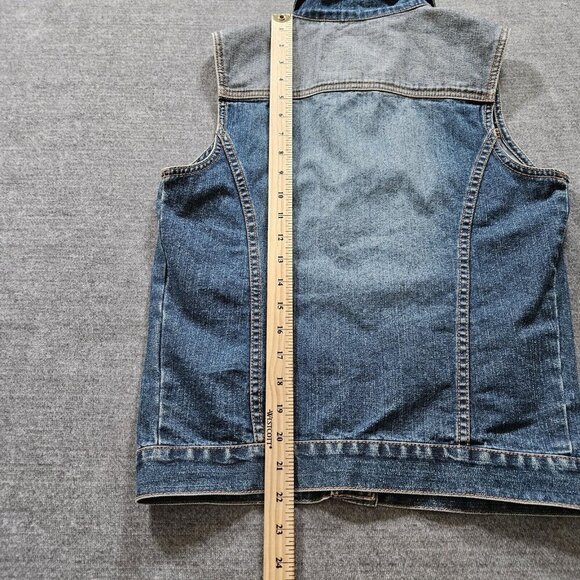 Coogi Denim Vest Womens S Blue Faded Logo Boho Perky Australia Down Under Preppy - Picture 6 of 16